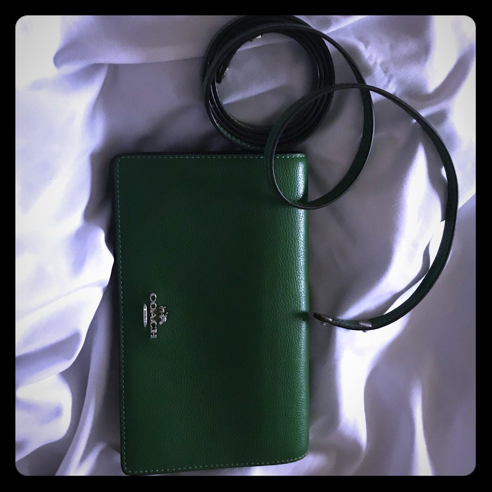 Coach green crossbody clutch